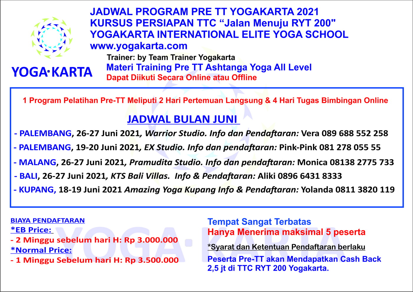 Jadwal Pelatihan Pre TT Yogakarta Juni